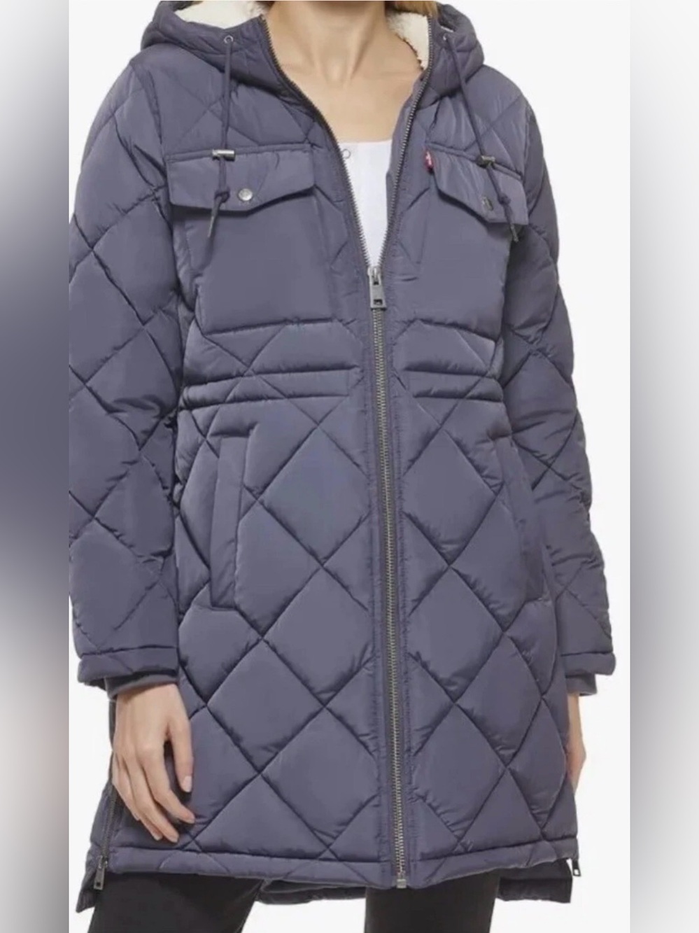 Levi's Quilted Long Puffer Jacket - Navy Blue + A GIFT 🎁